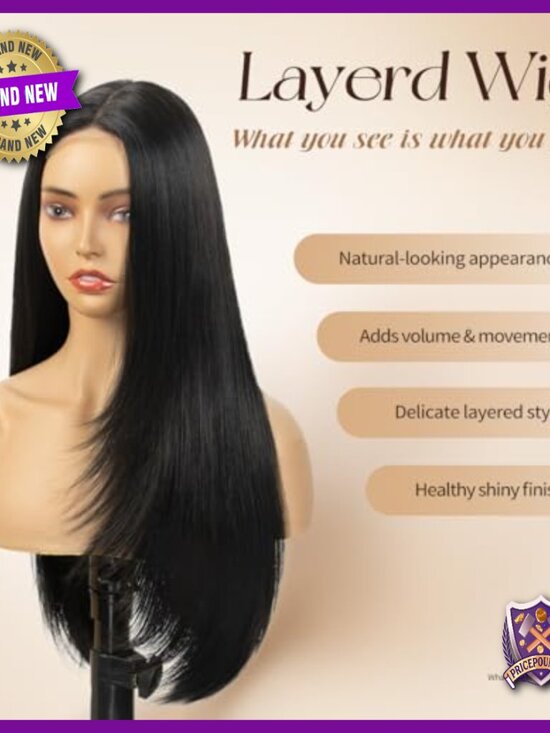 26 Inch Glueless Lace Front Wig with Human Hair Blend 200 Density main image 6